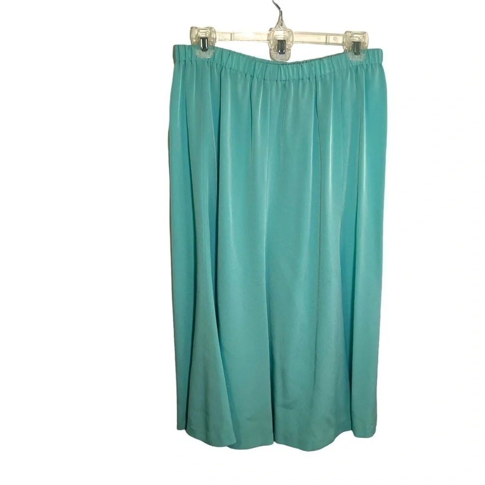 Vintage Don Elliot Womens Size 10 Skirt Set Teal Bow Detail Long Sleeve Crewneck